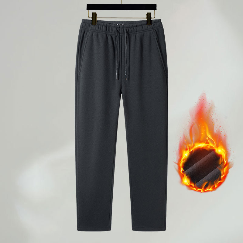 双面摇粒绒休闲裤男秋冬季宽松直筒运动卫裤青年加绒加厚保暖裤子
