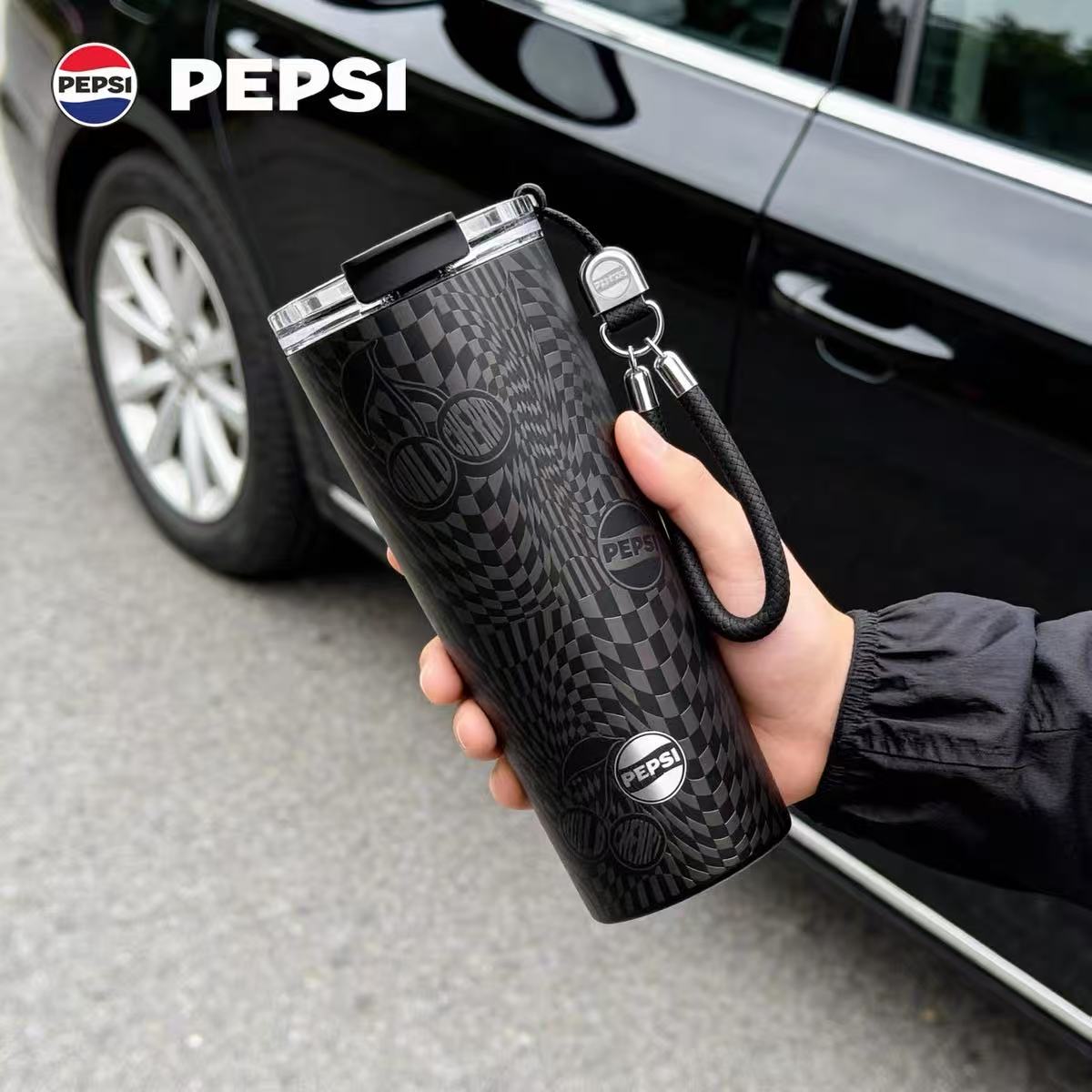 PEPSI百事可乐保温杯随行便携咖啡杯吸管水杯316不锈钢男女高颜值