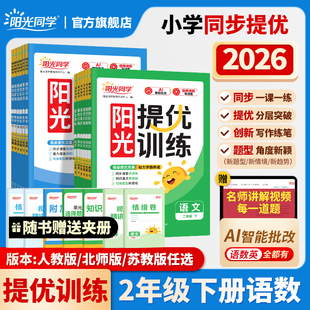 【官方旗舰店】2026春新版阳光同学二年级下册课时提优训练人教版北师版苏教版语文数学小学生2年级随堂练习题预习复习同步教材书