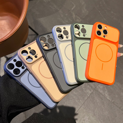 小众撞色磁吸手机壳适用 iPhone16/15Pro 苹果 17Max 防摔壳