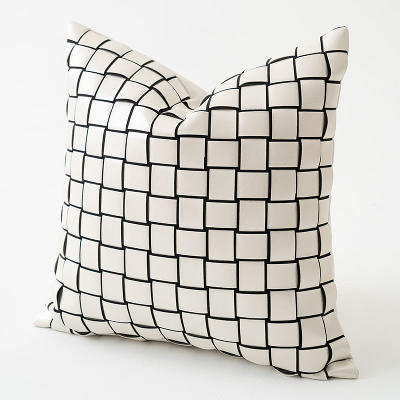 轻奢黑边手工编织皮靠垫套客厅沙发高端抱枕套酒店样板间简约靠枕,床上用品,其它,淘宝优惠券,粉丝福利购,淘宝优惠卷