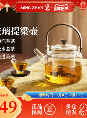 鸣盏玻璃提梁壶家用小型烧水壶泡茶专用煮茶壶泡茶壶茶具MZ8021A