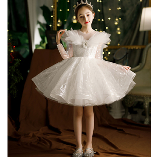 女童轻奢小众主持人礼服公主裙高端花童婚礼小女孩儿童钢琴演出服