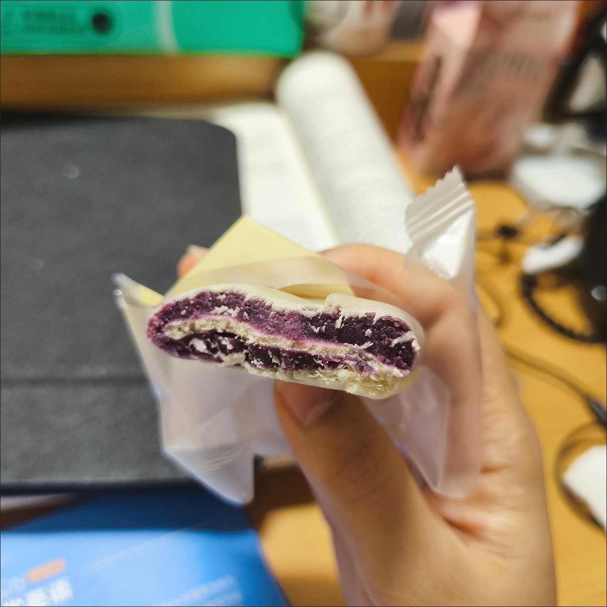无蔗糖紫薯芋泥饼500g/袋薄皮夹心香芋味馅饼糕点心早代餐零食品