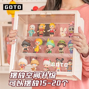 GOTO手办展示盒泡泡玛特展示柜带灯声控发光摆放架盲盒收纳展示架