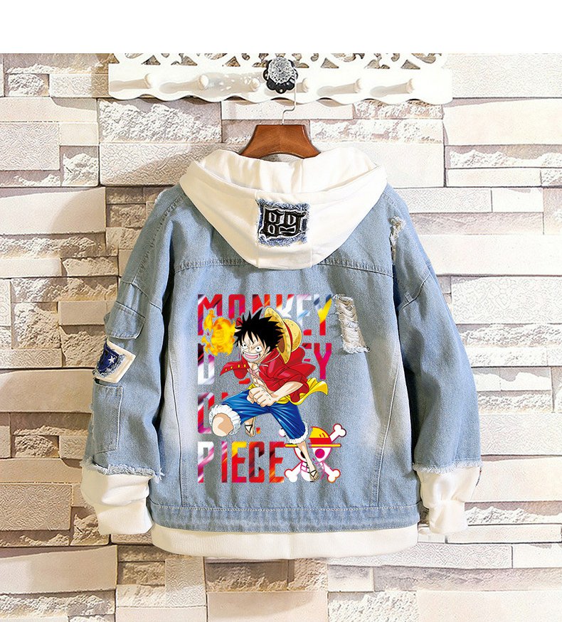 海贼王动漫周边卫衣卡通路飞索隆艾斯萨博同款牛仔外套男女情侣装