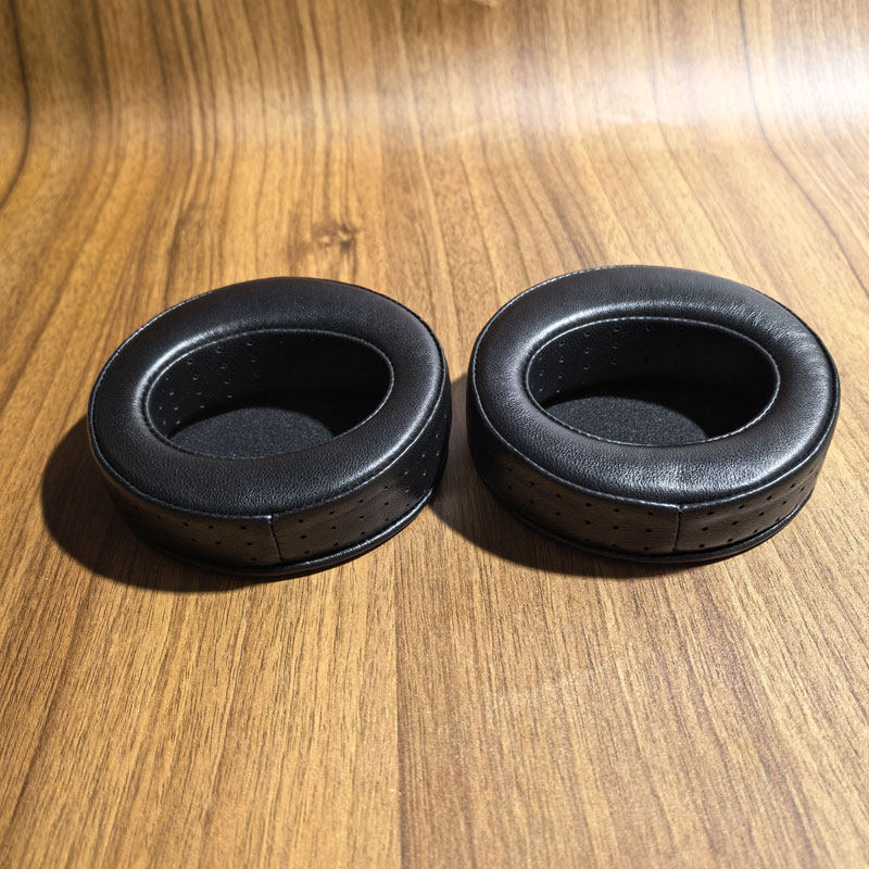 圆形斜面透气全真皮小羊皮加厚慢回弹耳机海绵套80 85 90 95 100 105 110 115 120MM内外打孔耳罩DIY平面耳机