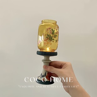 新中式手绘明清烛台家用陶瓷香薰蜡烛灯台创意茶道禅意玻璃气氛灯