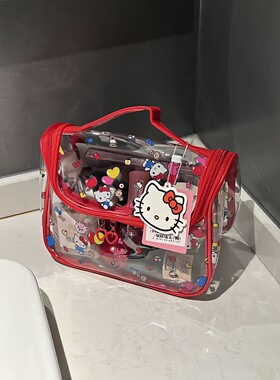 HelloKity洗漱包防水出差旅行洗漱用品收纳包女大容量透明手提包