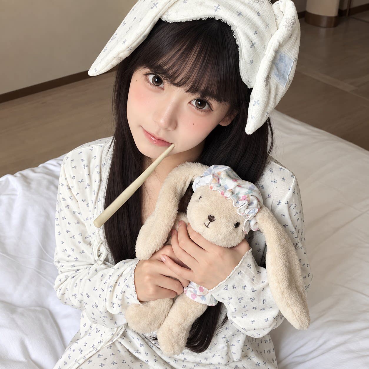 甜美来袭!ins风垂耳兔眼罩可调节缓解疲劳眼罩少女心二次元装扮