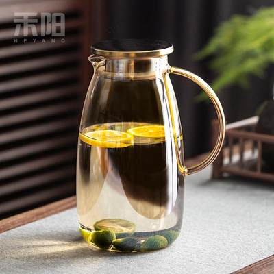 禾阳玻璃企鹅凉水壶耐热家用大容量水瓶冷水壶凉白开水杯茶壶套装