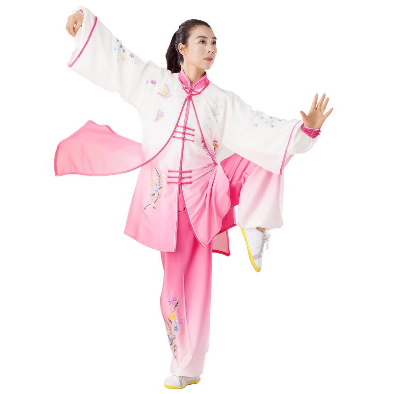 太极服女 新款飘逸 渐变色披风披肩纱衣春秋夏刺绣表演比赛