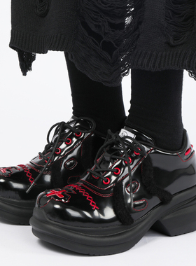 EMYLD辣妹小众皮鞋女朋克厚底鞋小众设计松糕鞋百搭大头鞋coss鞋