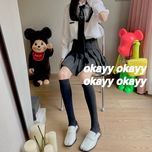 纯色高筒少女风小腿袜