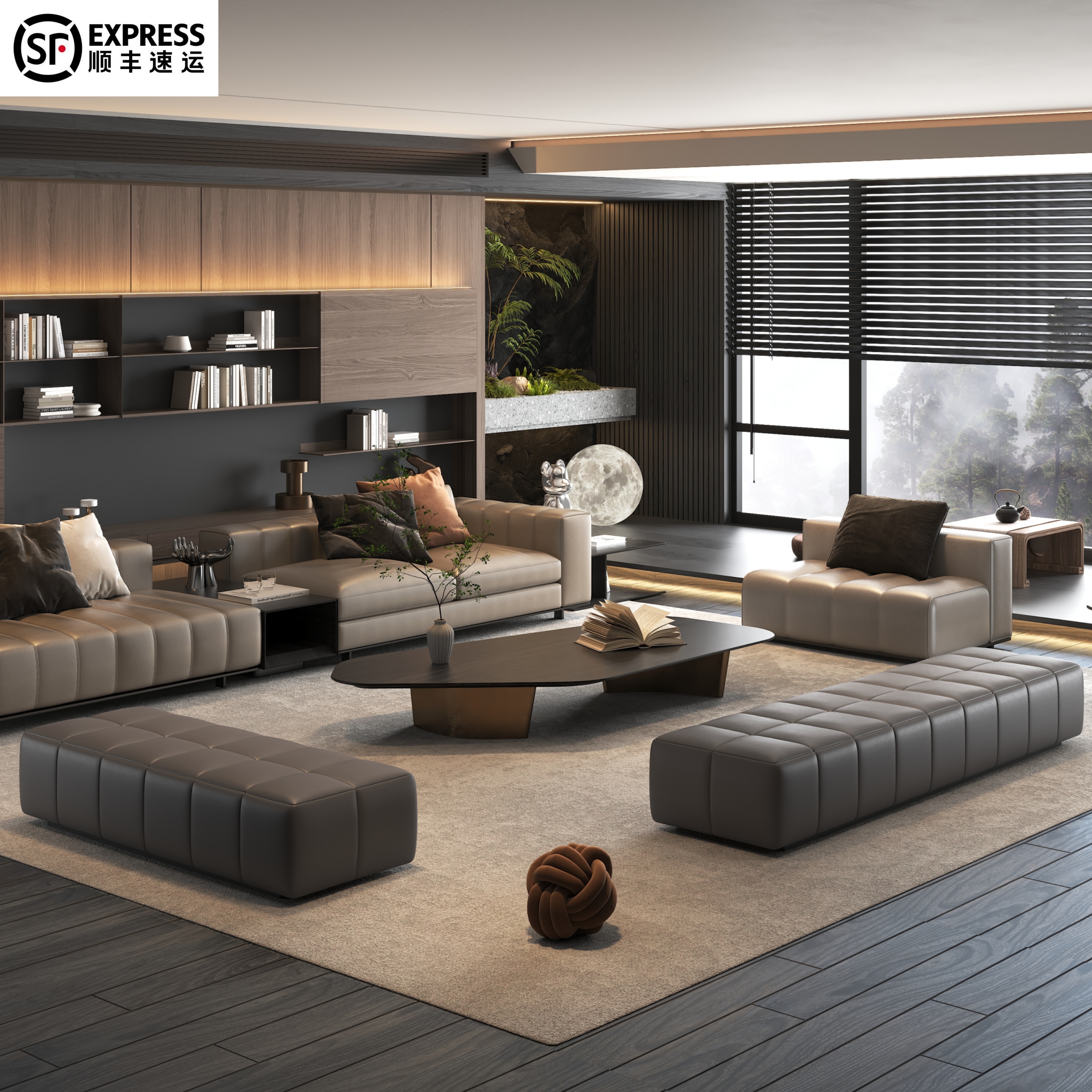 娅诗慕莱意式床尾凳硅胶皮轻奢风