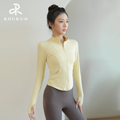 速干衣 瑜伽服长袖 健身服套装 女运动外套立领紧身显瘦上衣2025新款
