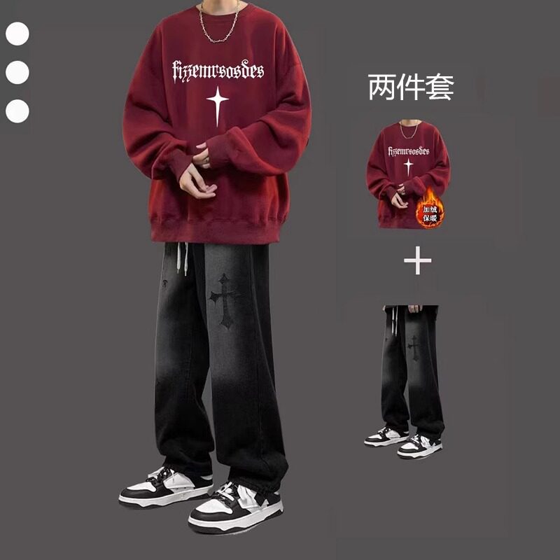 骆陀耐客潮牌青少年卫衣男生套装休闲运动套装
