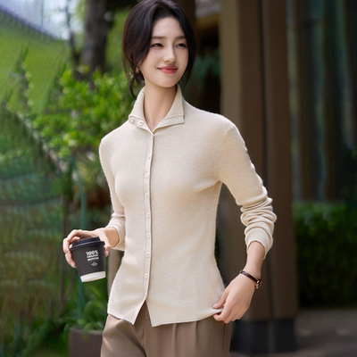 女士半高领开衫毛针织衫气质上衣