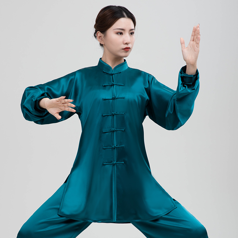 御尊四季高端真丝太极服桑蚕丝飘逸透气练功武术表演服男女套装新