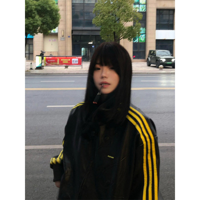 美式黑色联名皮衣外套女2026春秋