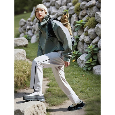 LDAB黑白拉链冲锋裤女2025春