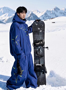 LDAB深蓝色滑雪服套装男2026新款户外美式防风防水单双板雪服雪裤