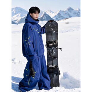 LDAB深蓝色滑雪服套装男2026新款户外美式防风防水单双板雪服雪裤