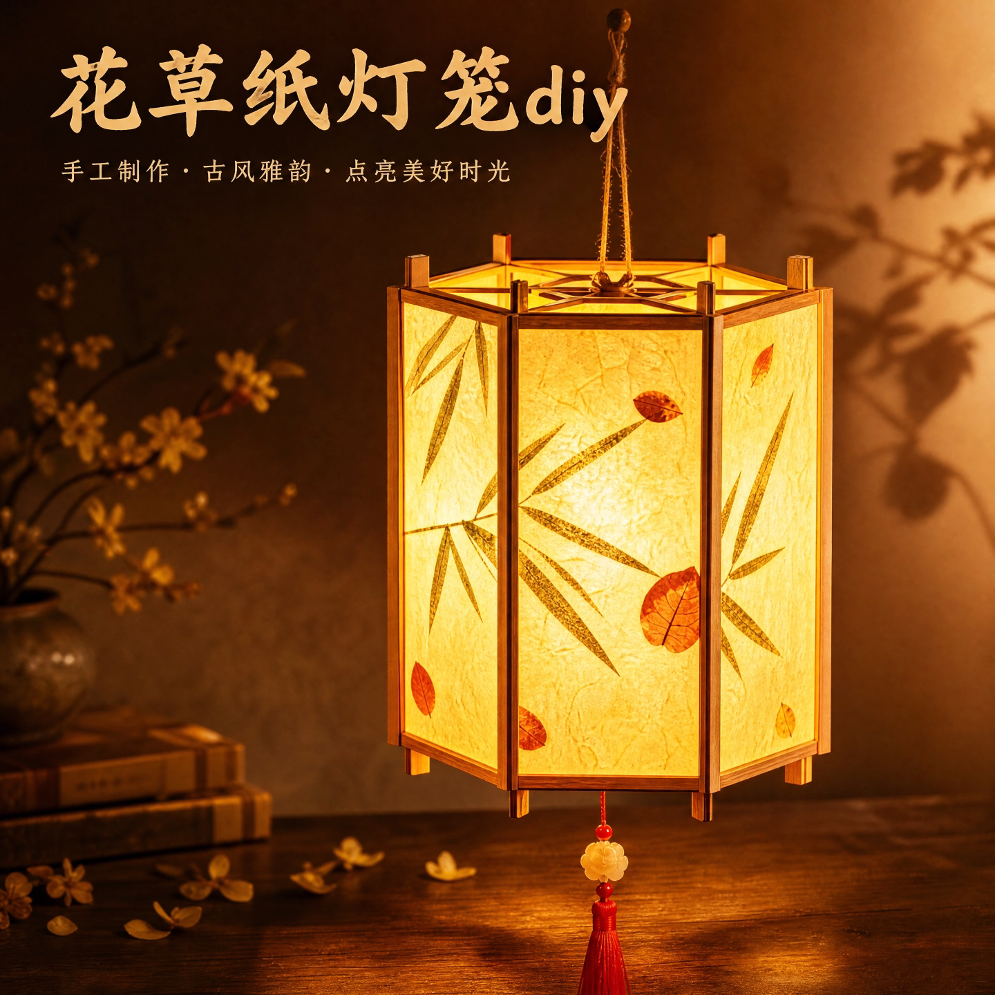 【当天发货】花草纸灯笼手工diy