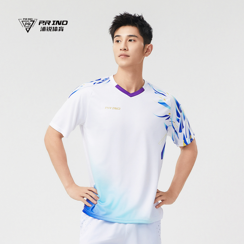 浦锐幻羽运动T恤速干短袖羽毛球服男女款圆领透气比赛训练服套装