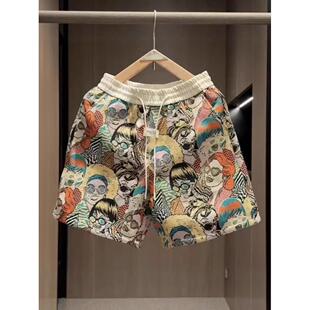 新款 宽松百搭透气运动五分裤 潮牌印花休闲短裤 时尚 男女款 外贸夏季