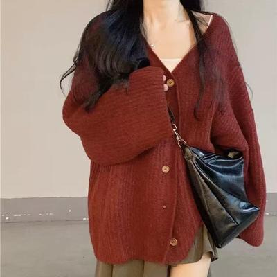 慵懒风毛衣外套女新款2025秋冬高级感温柔韩系小个子宽松针织开衫