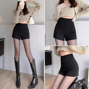 包臀裤 女夏2026新款 薄 高腰弹力小个子显瘦短裤 黑色性感高级感热裤