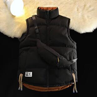 加厚保暖棉服无袖 跨境潮牌双面穿马甲男女情侣2025新款 秋冬季