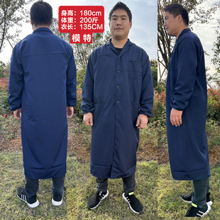 135特长加肥加长蓝大褂长袖 耐脏仓库劳保服搬运工服 工作服男装