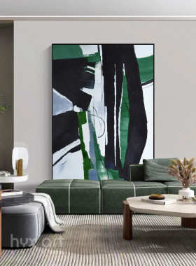HYX.手绘油画《生命》绿色简约抽象画客厅装饰画玄关餐厅简约挂画