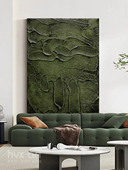 饰画原创客厅背景墙挂画 现代抽象画深绿色装 HYX.手绘油画 墨绿