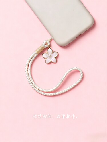 花朵手机链挂绳短款手机壳手工编织结实耐用挂件防丢小清新手腕绳