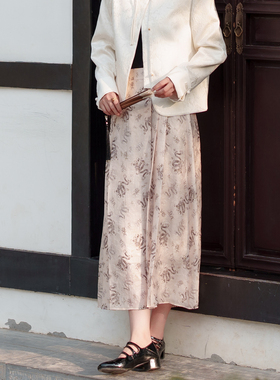 V·KEKOU薇可蔻2024新款复古法式印花优雅氛围感半身裙女FC20853