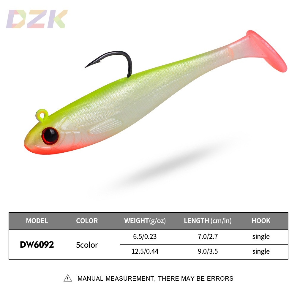 T尾路亚软饵 包铅鱼塑料假饵 6.5g 12.5g 单钩全泳层沉水仿真软y2