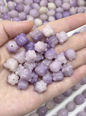 新品紫色铃兰花菩提根雕刻散珠DIY配饰配件男女文玩佛珠念珠高y8