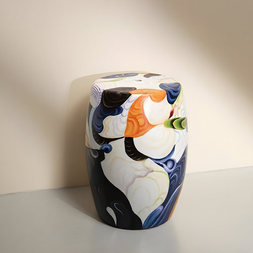 意式现代客厅陶瓷手绘坐凳鼓凳矮凳进门换鞋凳圆凳沙发艺术边几