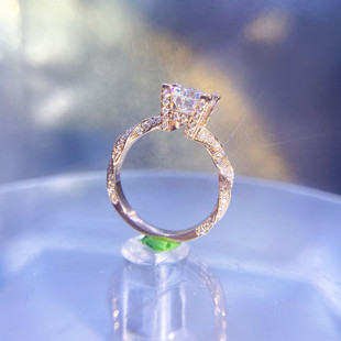 一克拉莫桑钻戒托18K金空托镶嵌定制加工钻戒改款指环戒指空戒托