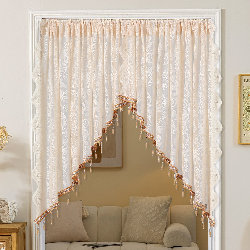 法式半截门帘蕾丝三角卧室装饰