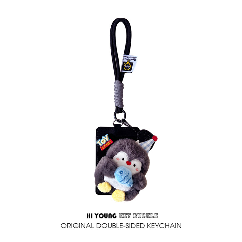 原创toy抱抱鱼企鹅卡套公交地铁挂件二合一校园饭卡工作证件套新