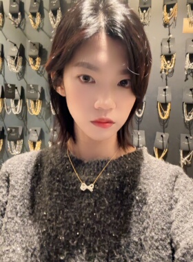 1207韩国东大门代购nyunyu项链甜美珍珠蝴蝶结锁骨链高级百搭款女