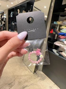 0825韩国东大门代购戒指nyunyu粉色小熊爱心串珠夏日彩色指环可爱