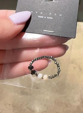 0825韩国东大门代购戒指nyunyu甜酷黑色戒指手工黑白银复古韩版