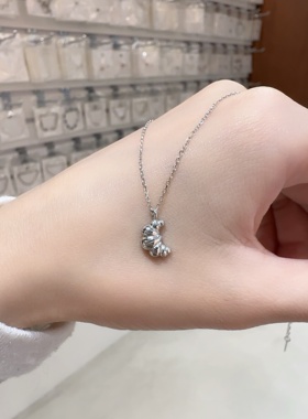 0108韩国东大门代购MOMO 牛角包纯银项链可爱设计百搭通勤秋冬女