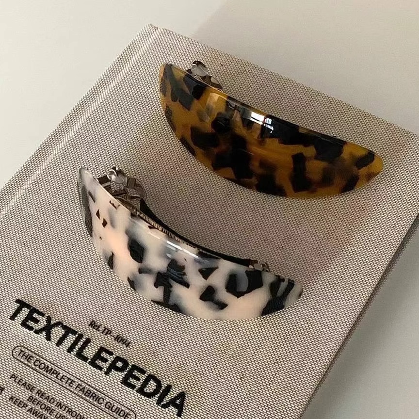 韩代earlobe 低马尾玳瑁弹簧夹 超美弧形马尾发卡一字夹醋酸盘发