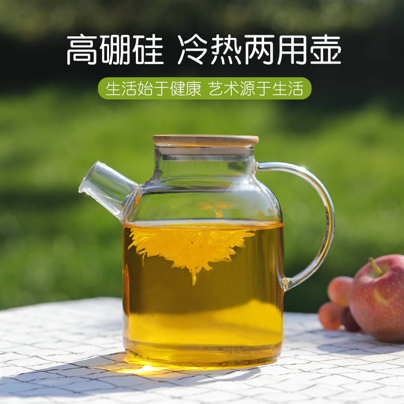 冷水壶家用玻璃茶壶套装水果耐高温日式加厚透明煮单凉水壶大容量